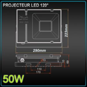 PROJECTEUR LED 50W 4500K 120° 230V 5620Lm BLACK – Image 2