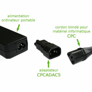 Adaptateur 3 pôles C5 pour cordon blindé pour matériel informatique – Image 3