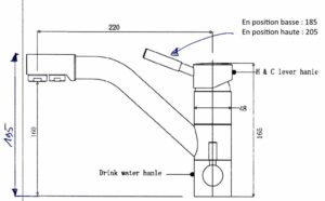 Filtre sous-évier avec robinet 3 voies court